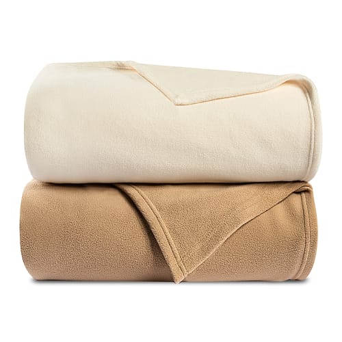 Grand Royal Micro Fleece Blanket, 100% Polyester, Queen 90x90, 3.37 lbs, Ivory